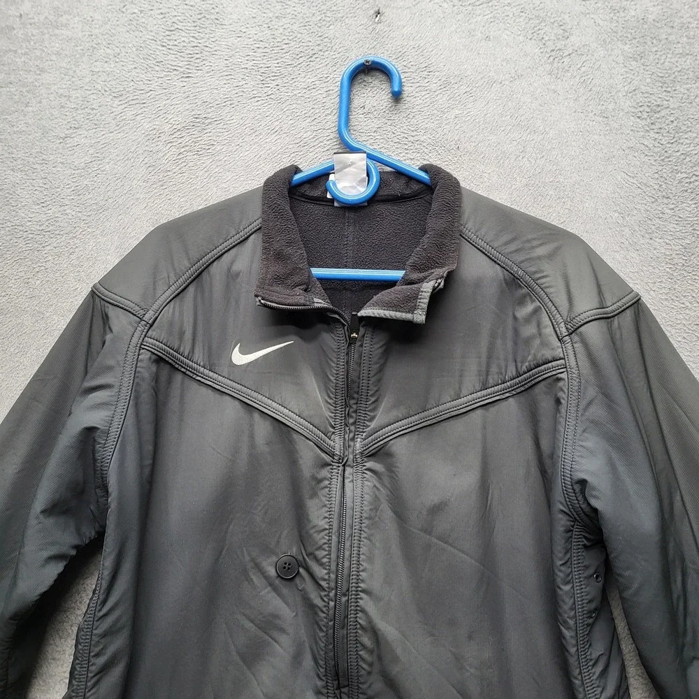 VINTAGE Nike Men Jacket L Gray Gorpcore Logo‎ Zipper Long Sleeve Y2K